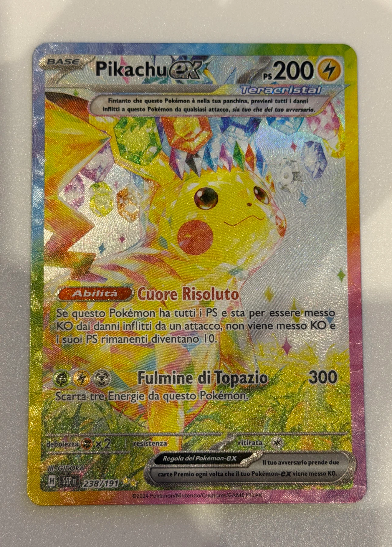 Pikachu ex 238/191 Surging Sparks front card photo in PokeToGrade pregrading report