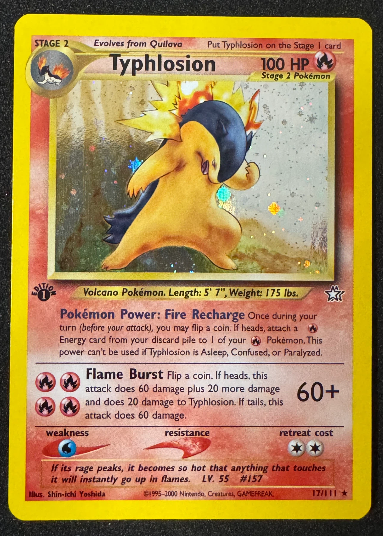 Typhlosion 017/111 Neo Genesis front card photo in PokeToGrade pregrading report