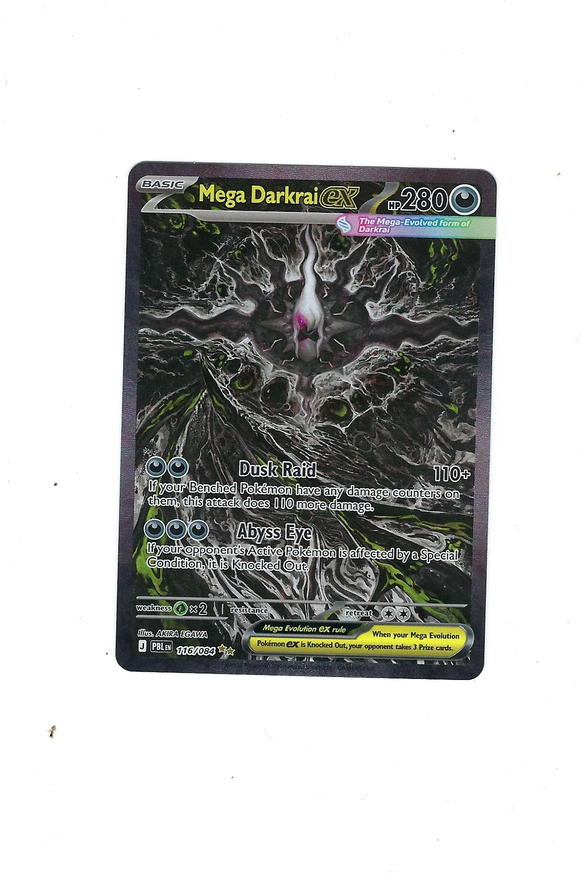 Mega Darkrai ex 116/84 Pitch Black front card photo in PokeToGrade pregrading report