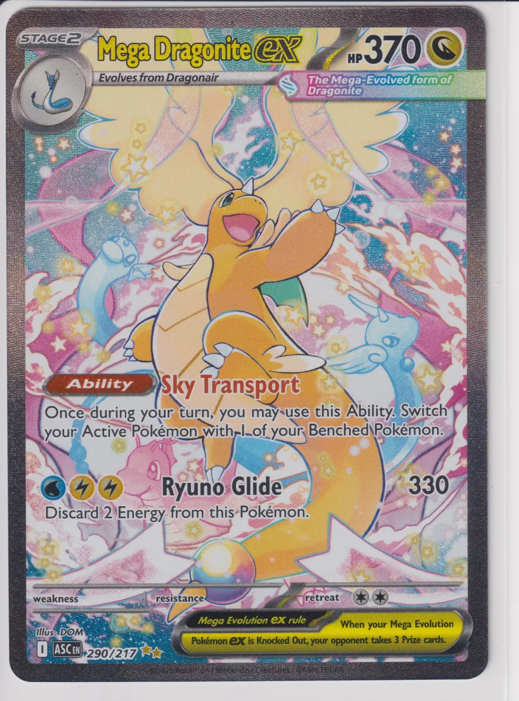 Mega Dragonite ex 290/217 Ascended Heroes front card photo in PokeToGrade pregrading report