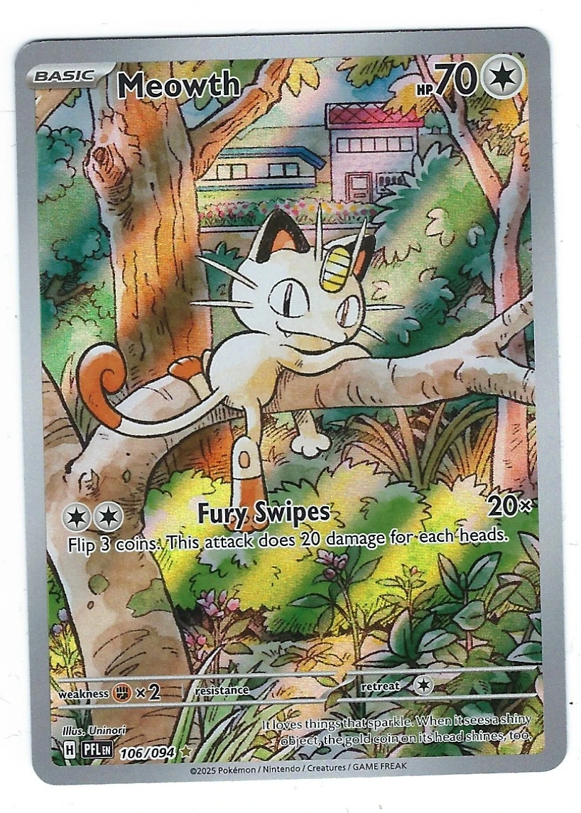 Meowth 106/94 Phantasmal Flames front card photo in PokeToGrade pregrading report