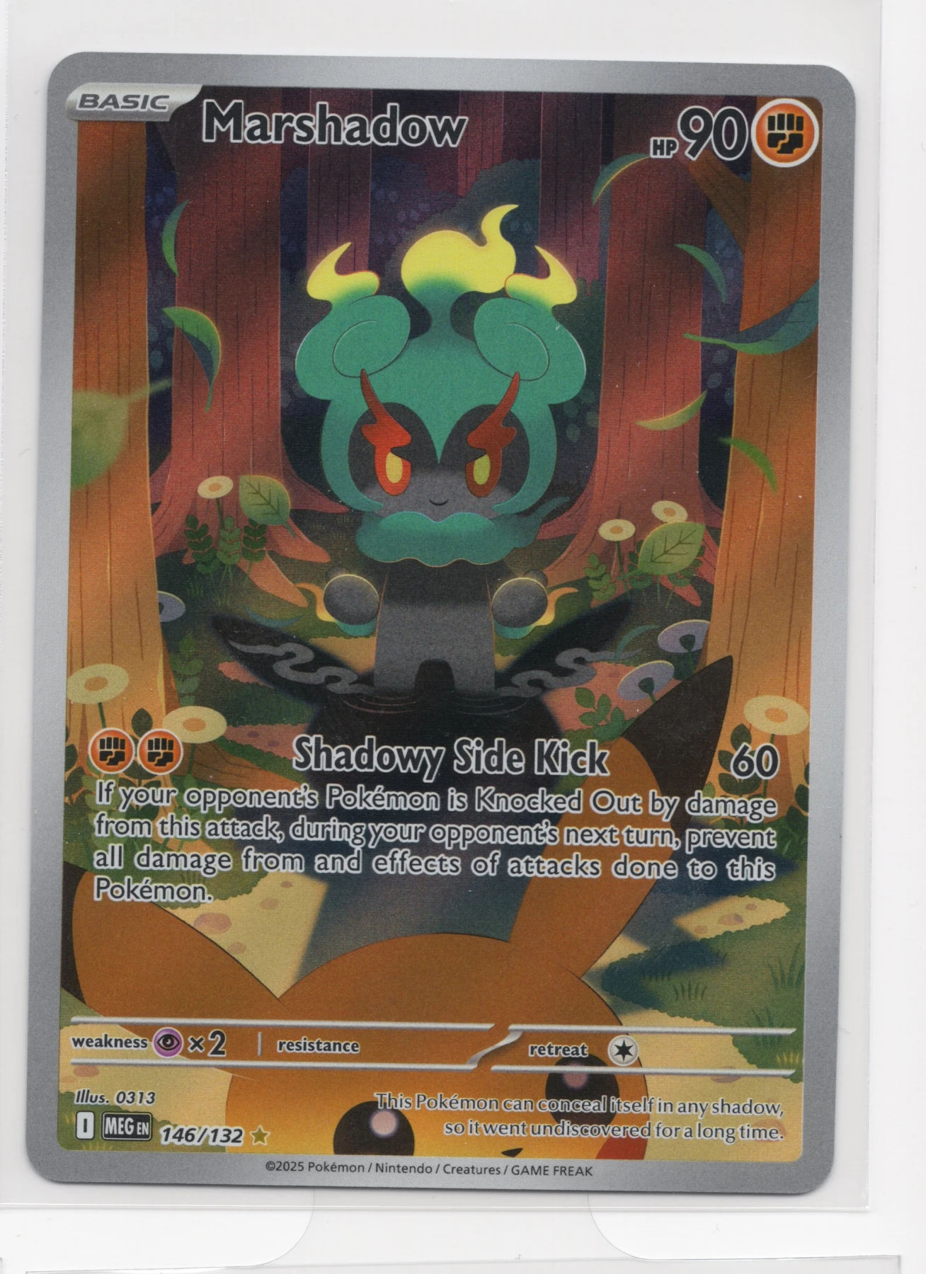 Marshadow 146/132 Mega Evolution front card photo in PokeToGrade pregrading report