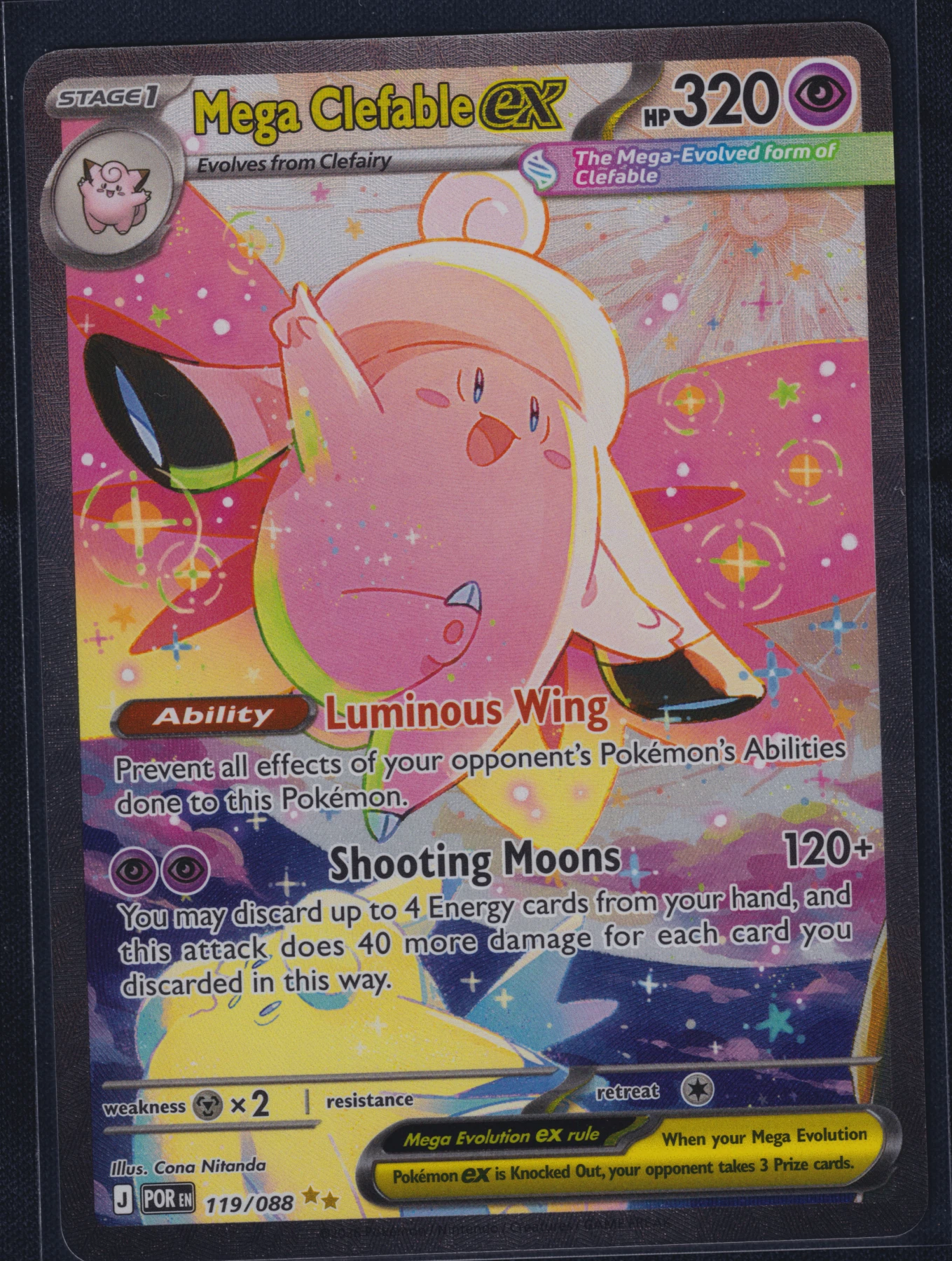 Mega Clefable ex 119/88 Perfect Order front card photo in PokeToGrade pregrading report
