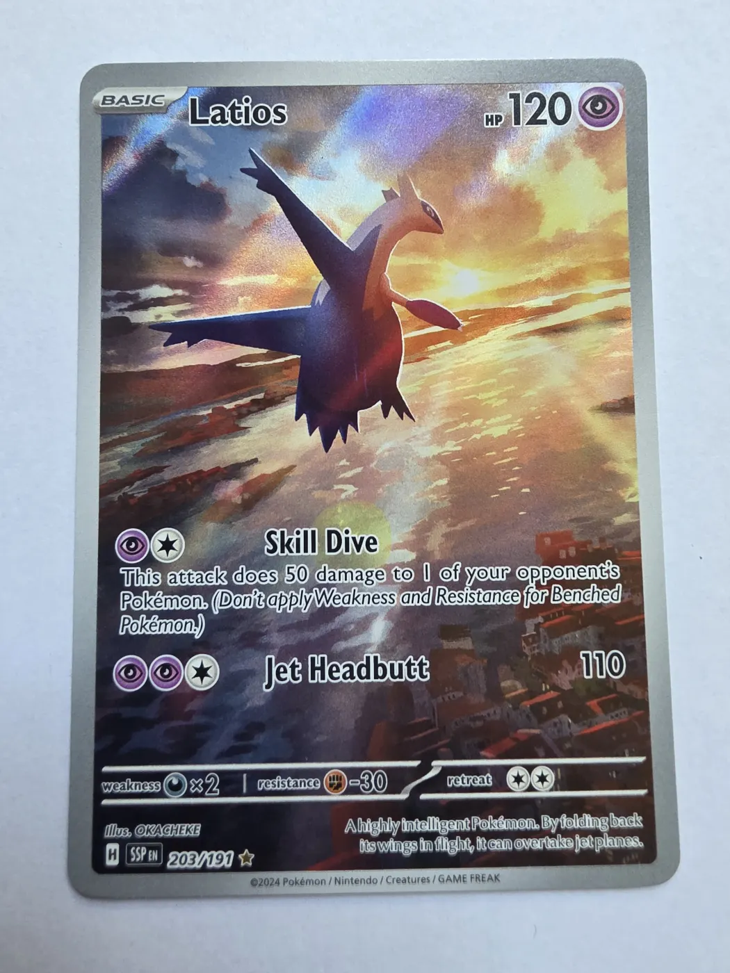 Latios 203/191 Surging Sparks front card photo in PokeToGrade pregrading report