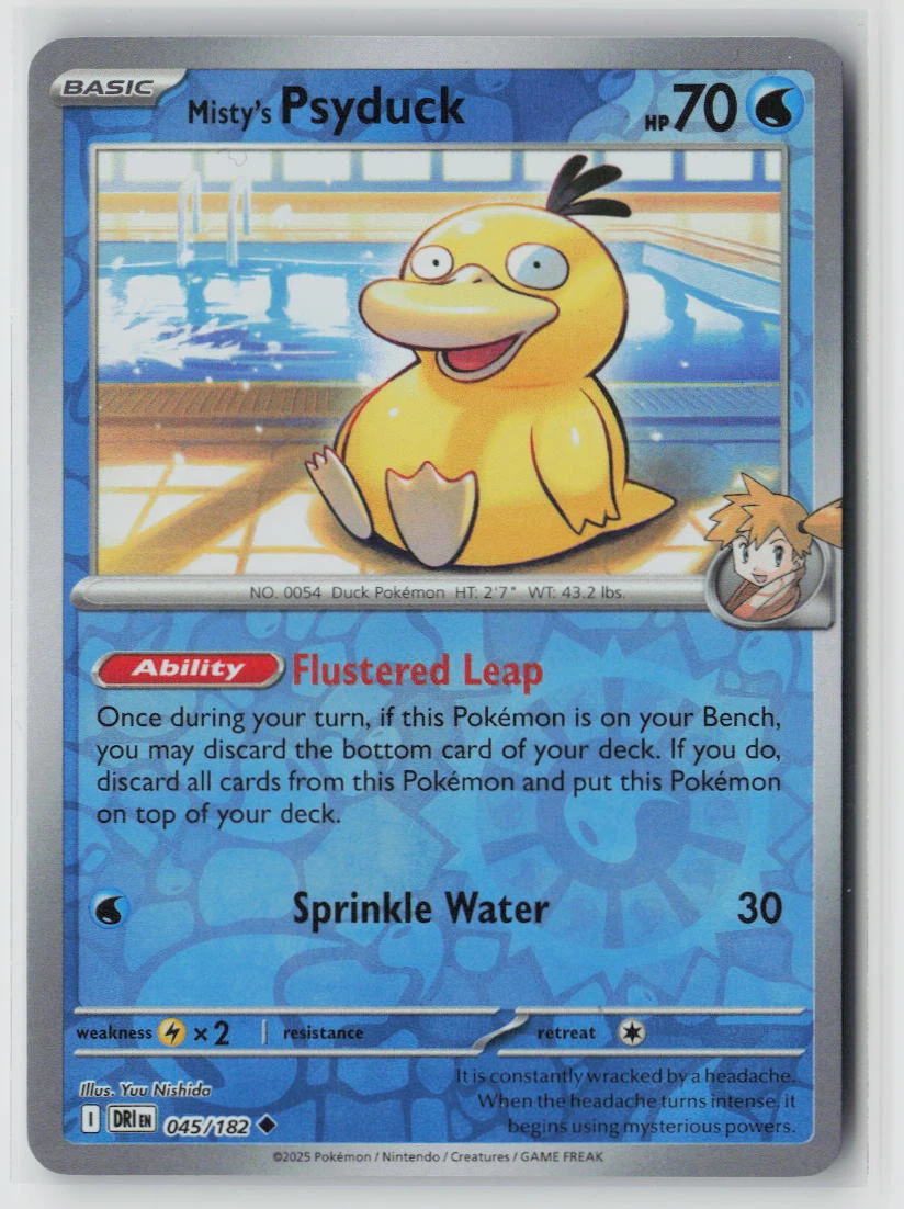 Misty's Psyduck 045/182 · Reverse Holo Destined Rivals front card photo in PokeToGrade pregrading report