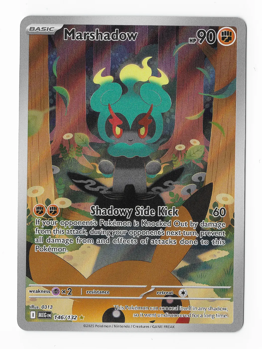 Marshadow 146/132 Mega Evolution front card photo in PokeToGrade pregrading report