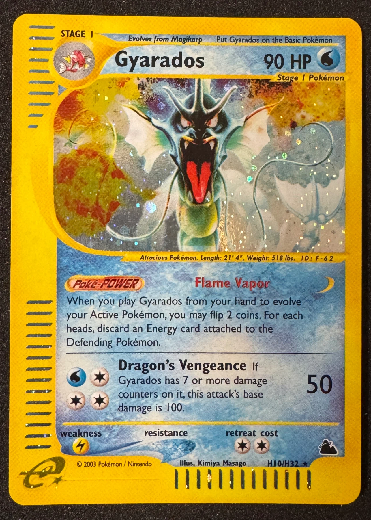 Gyarados H10/144 Skyridge front card photo in PokeToGrade pregrading report