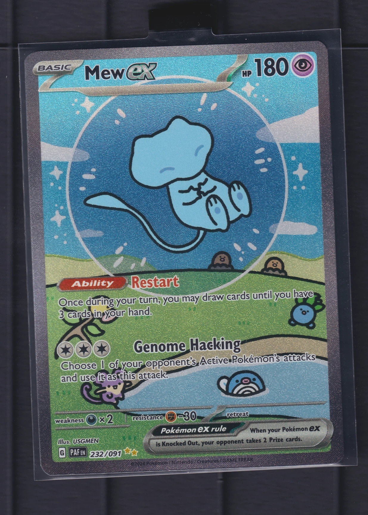 Mew ex 232/91 Paldean Fates front card photo in PokeToGrade pregrading report