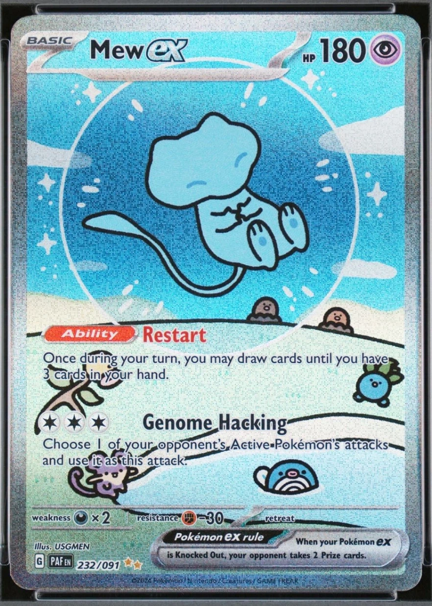 Mew ex 232/91 Paldean Fates front card photo in PokeToGrade pregrading report
