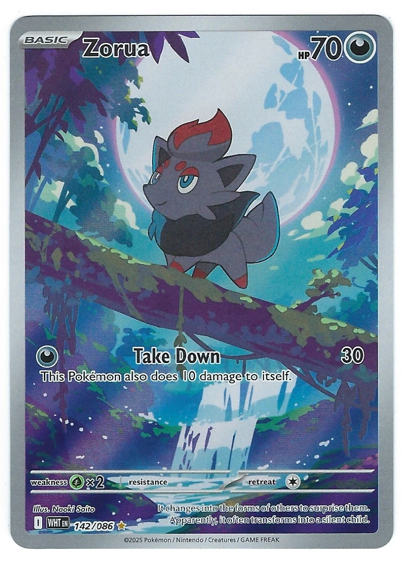 Zorua 142/86 White Flare front card photo in PokeToGrade pregrading report