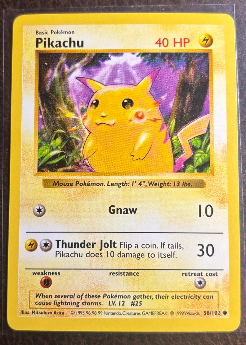 Pikachu 058/102 Base Set front card photo in PokeToGrade pregrading report