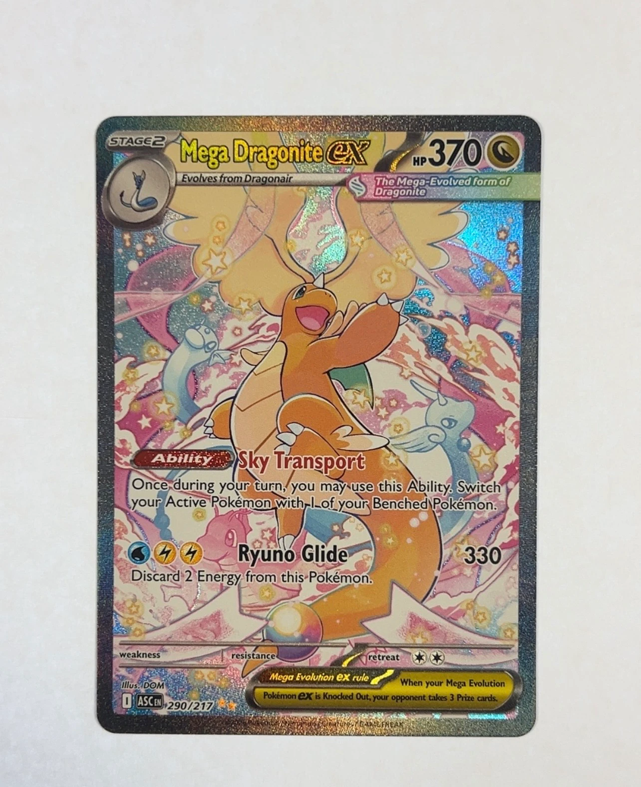 Mega Dragonite ex 290/217 Ascended Heroes front card photo in PokeToGrade pregrading report