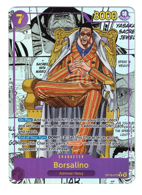 Borsalino OP16-073 The Time of Battle front card photo in PokeToGrade pregrading report