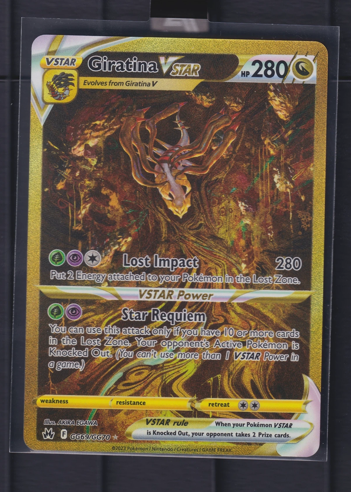 Giratina VSTAR GG69/159 Crown Zenith front card photo in PokeToGrade pregrading report