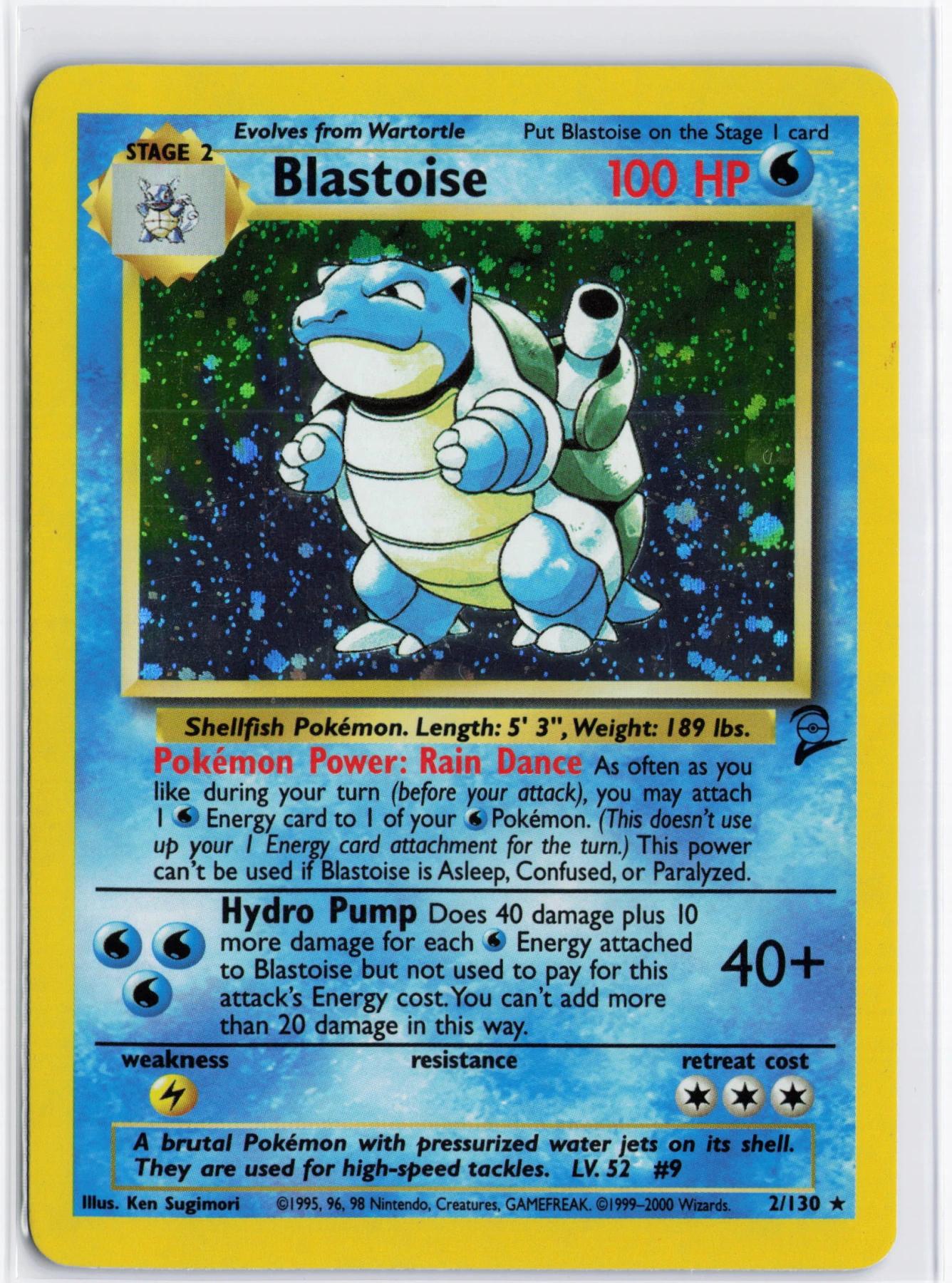 Blastoise 002/130 Base Set 2 front card photo in PokeToGrade pregrading report