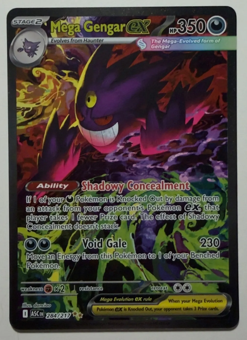 Mega Gengar ex 284/217 Ascended Heroes front card photo in PokeToGrade pregrading report