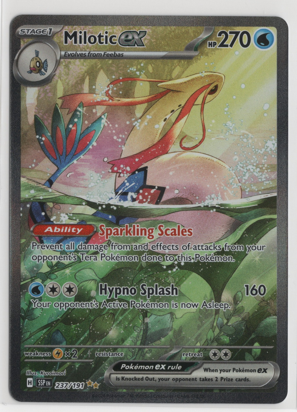 Milotic ex 237/191 Surging Sparks front card photo in PokeToGrade pregrading report