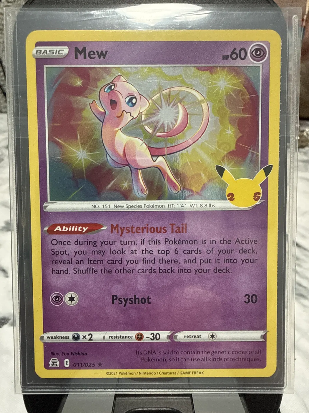 Mew 011/25 Celebrations front card photo in PokeToGrade pregrading report