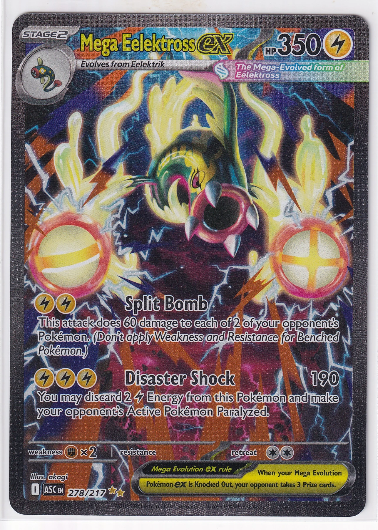 Mega Eelektross ex 278/217 Ascended Heroes front card photo in PokeToGrade pregrading report