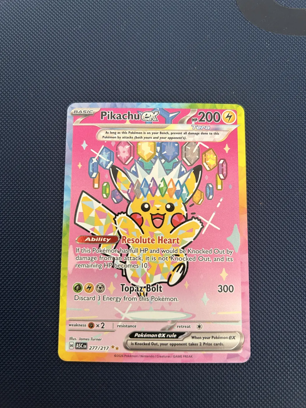 Pikachu ex 277/217 Ascended Heroes front card photo in PokeToGrade pregrading report