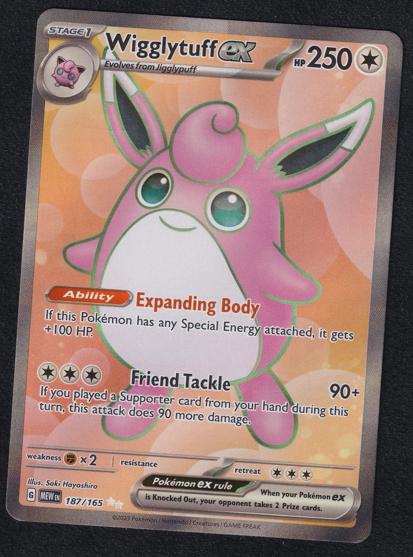 Wigglytuff ex 187/165 151 front card photo in PokeToGrade pregrading report
