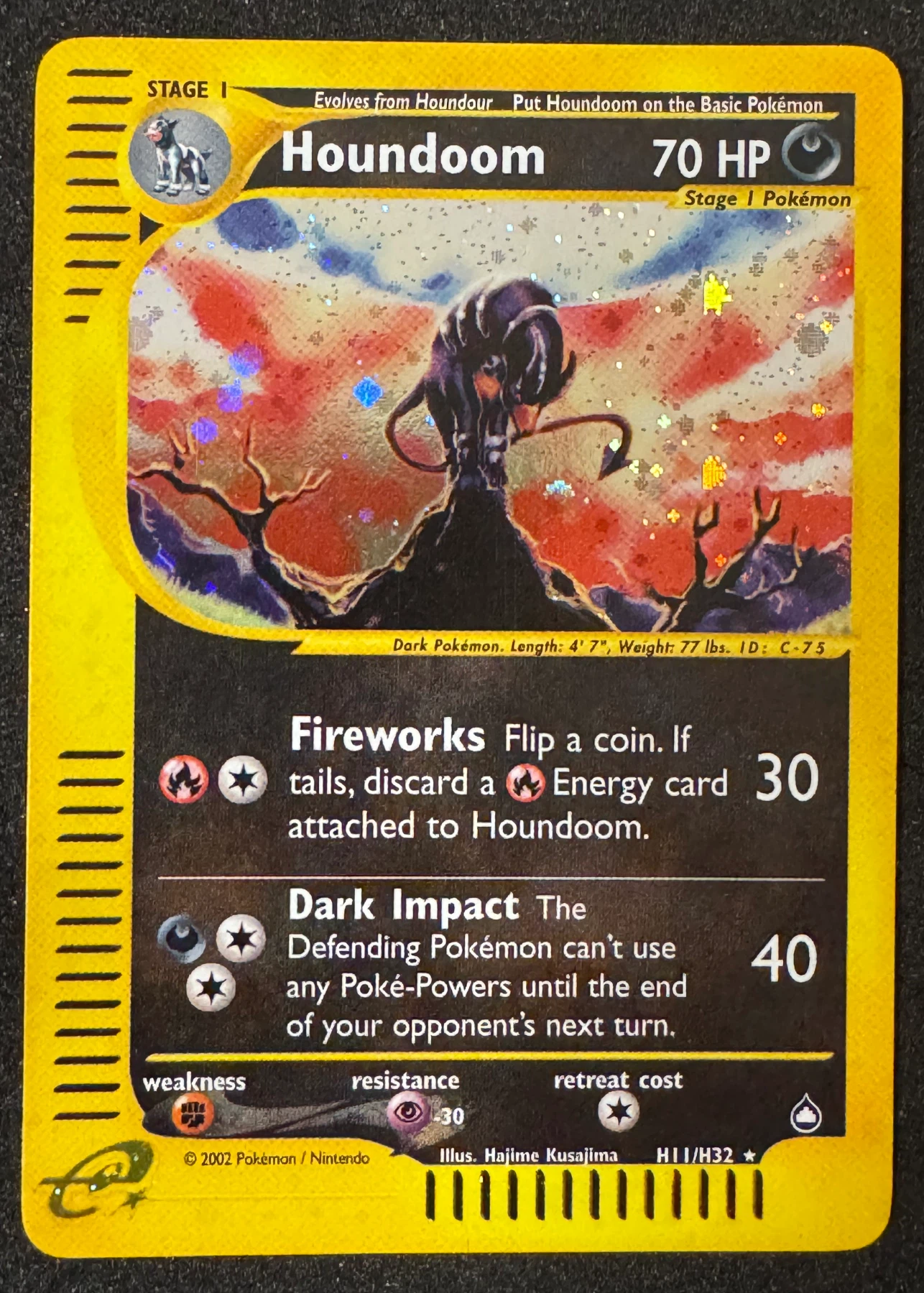 Houndoom H11/147 Aquapolis front card photo in PokeToGrade pregrading report