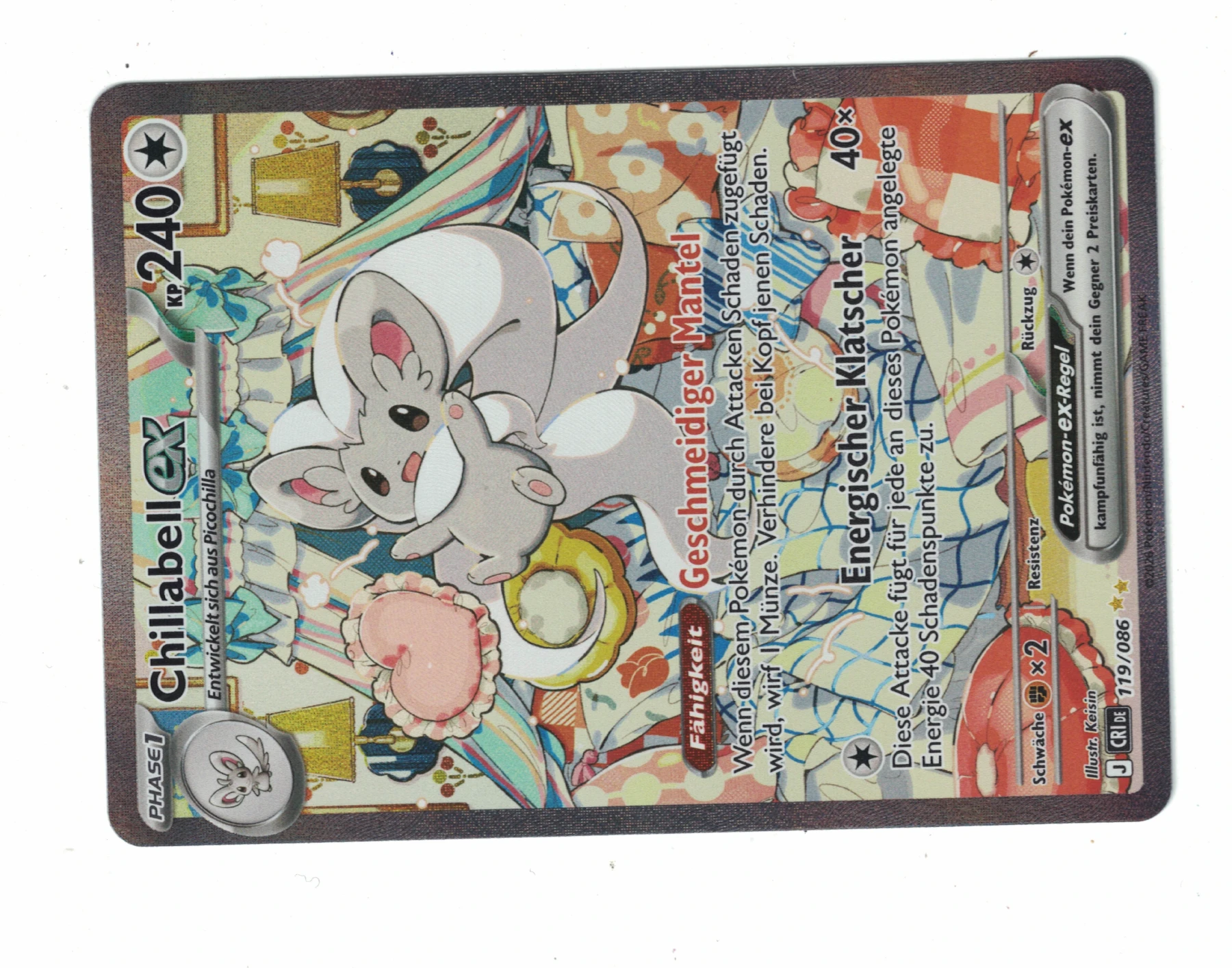 Cinccino ex 119/86 Chaos Rising front card photo in PokeToGrade pregrading report