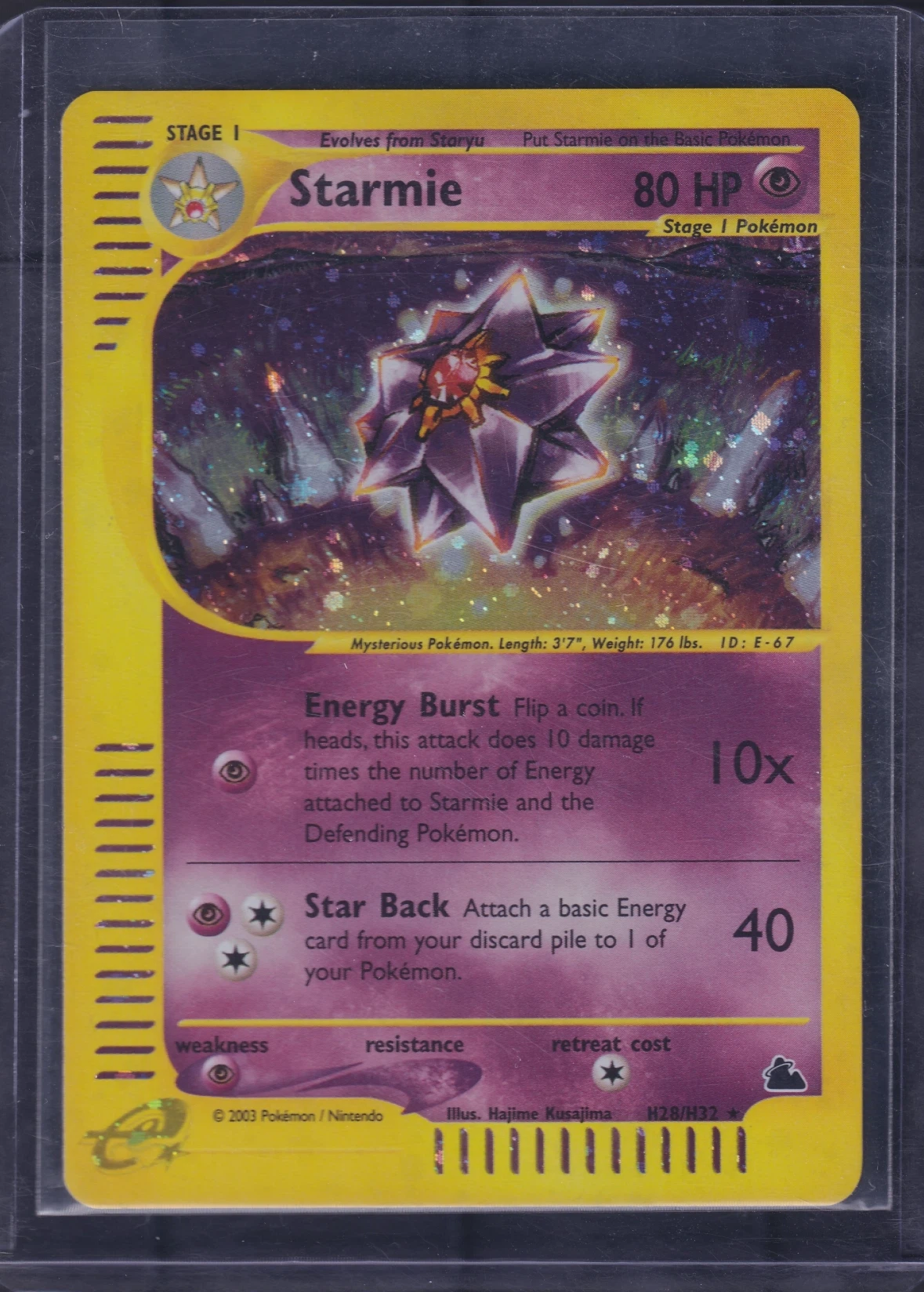 Starmie H28/144 Skyridge front card photo in PokeToGrade pregrading report
