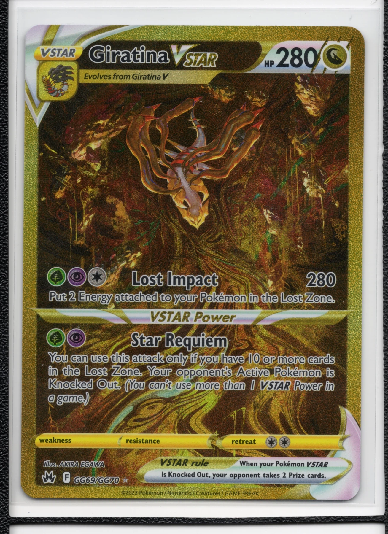 Giratina VSTAR GG69/159 Crown Zenith front card photo in PokeToGrade pregrading report