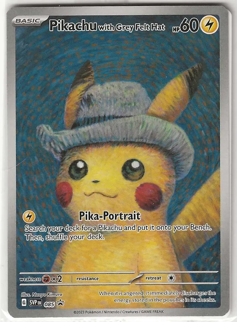Pikachu with Grey Felt Hat 085/225 SVP Black Star Promos front card photo in PokeToGrade pregrading report