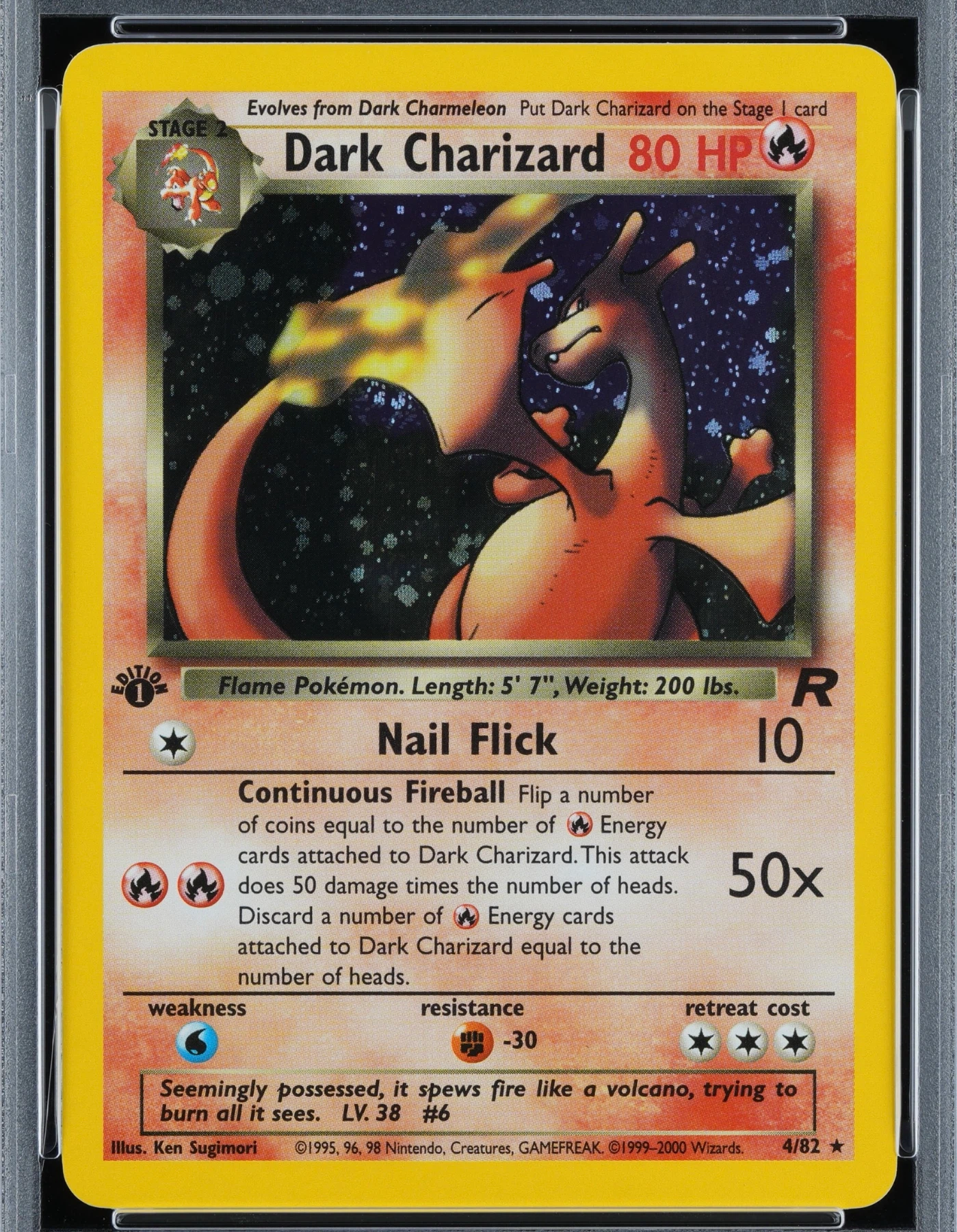 Dark Charizard 004/82 Team Rocket front card photo in PokeToGrade pregrading report