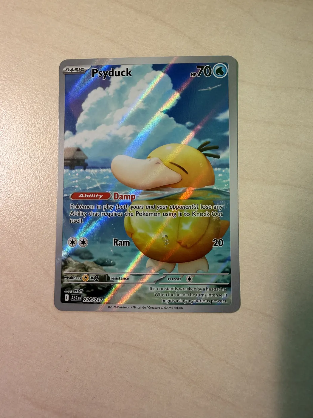 Psyduck 226/217 Ascended Heroes front card photo in PokeToGrade pregrading report