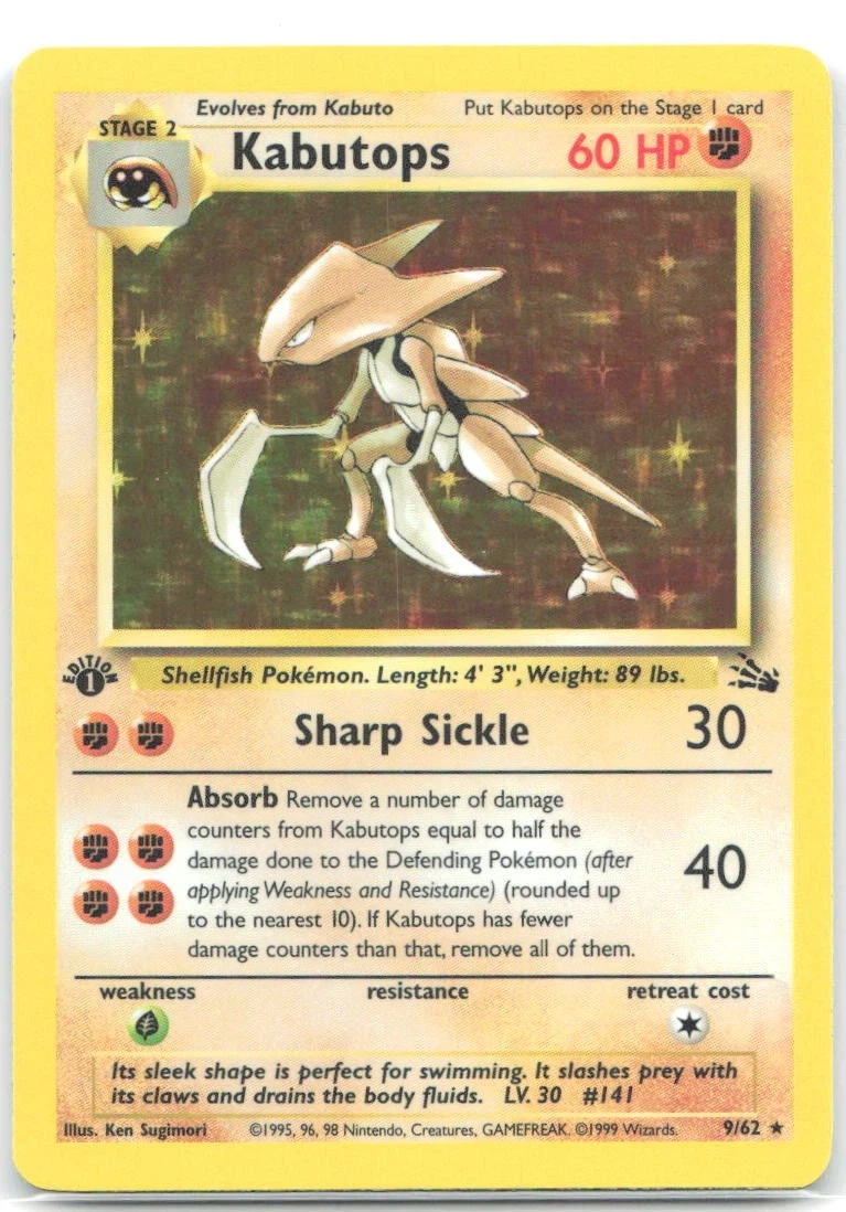 Kabutops 009/62 Fossil front card photo in PokeToGrade pregrading report