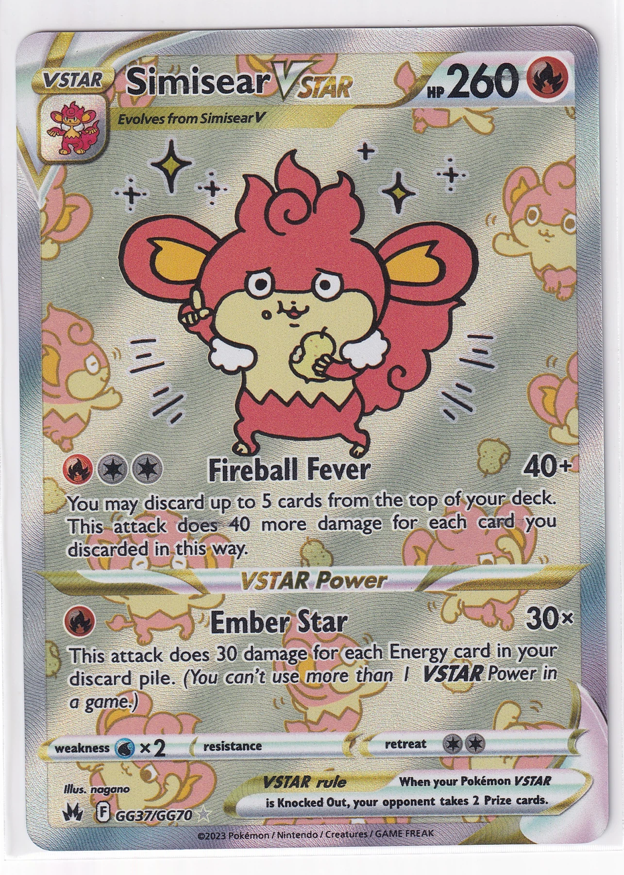 Simisear VSTAR GG37/159 Crown Zenith front card photo in PokeToGrade pregrading report