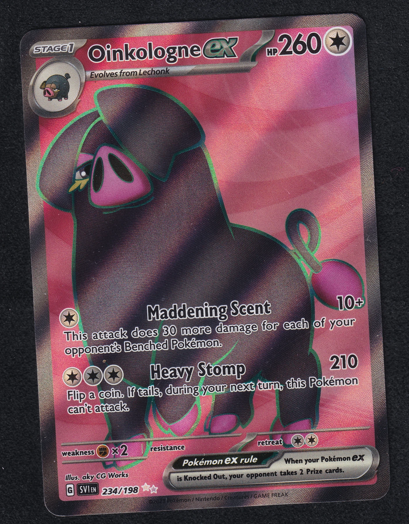 Oinkologne ex 234/198 Scarlet & Violet front card photo in PokeToGrade pregrading report