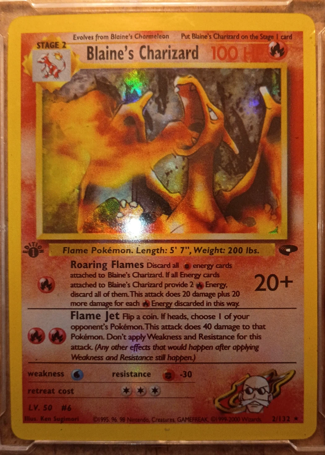 Blaine's Charizard 002/132 Gym Challenge front card photo in PokeToGrade pregrading report