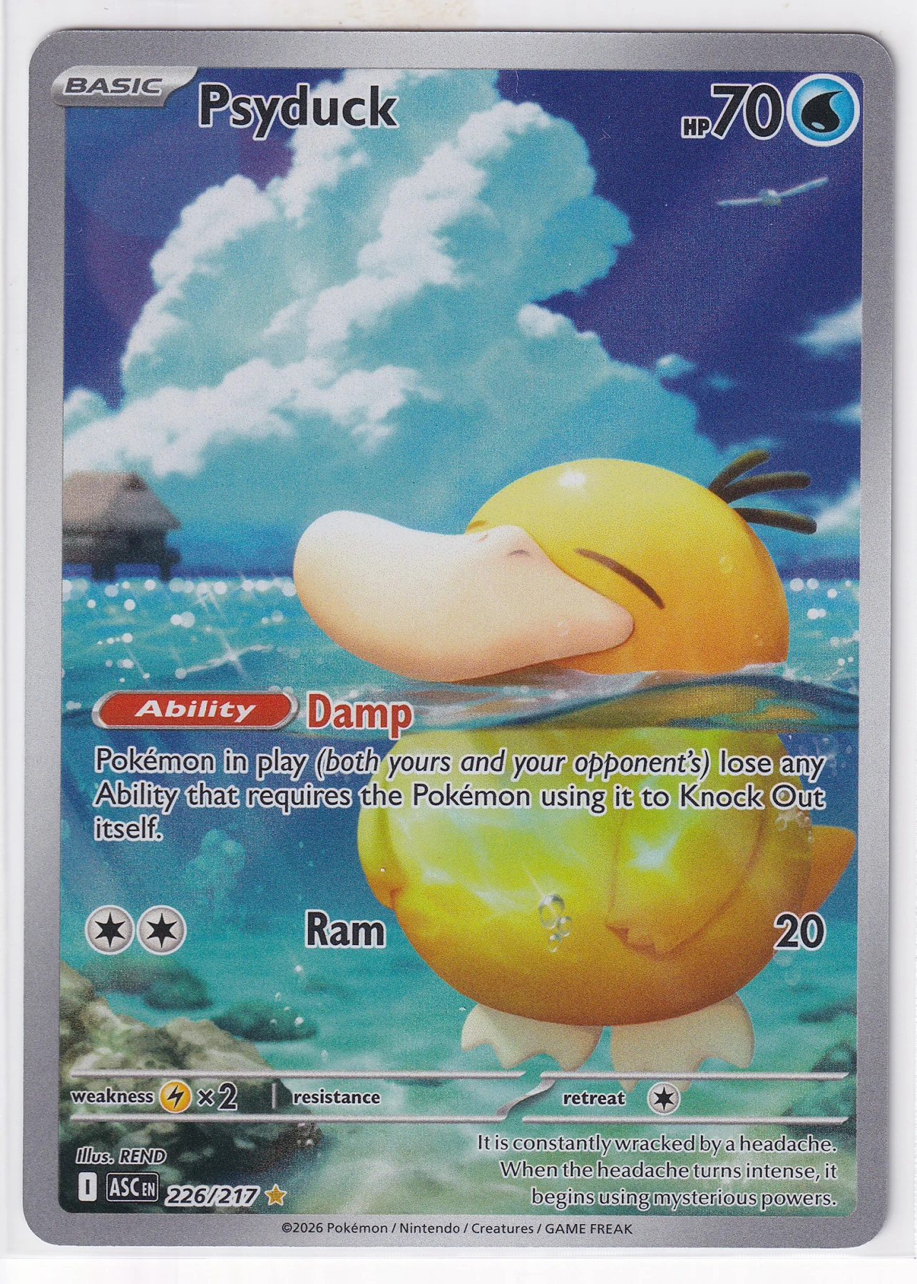 Psyduck 226/217 Ascended Heroes front card photo in PokeToGrade pregrading report