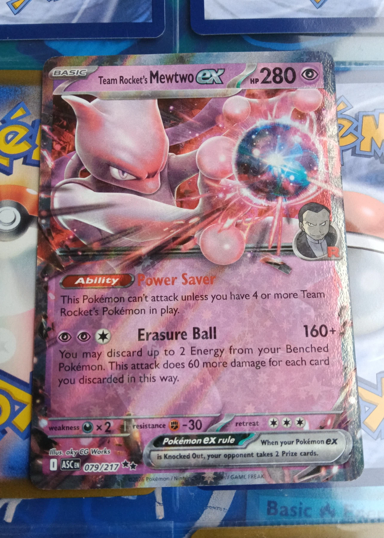 Team Rocket's Mewtwo ex 079/217 Ascended Heroes front card photo in PokeToGrade pregrading report