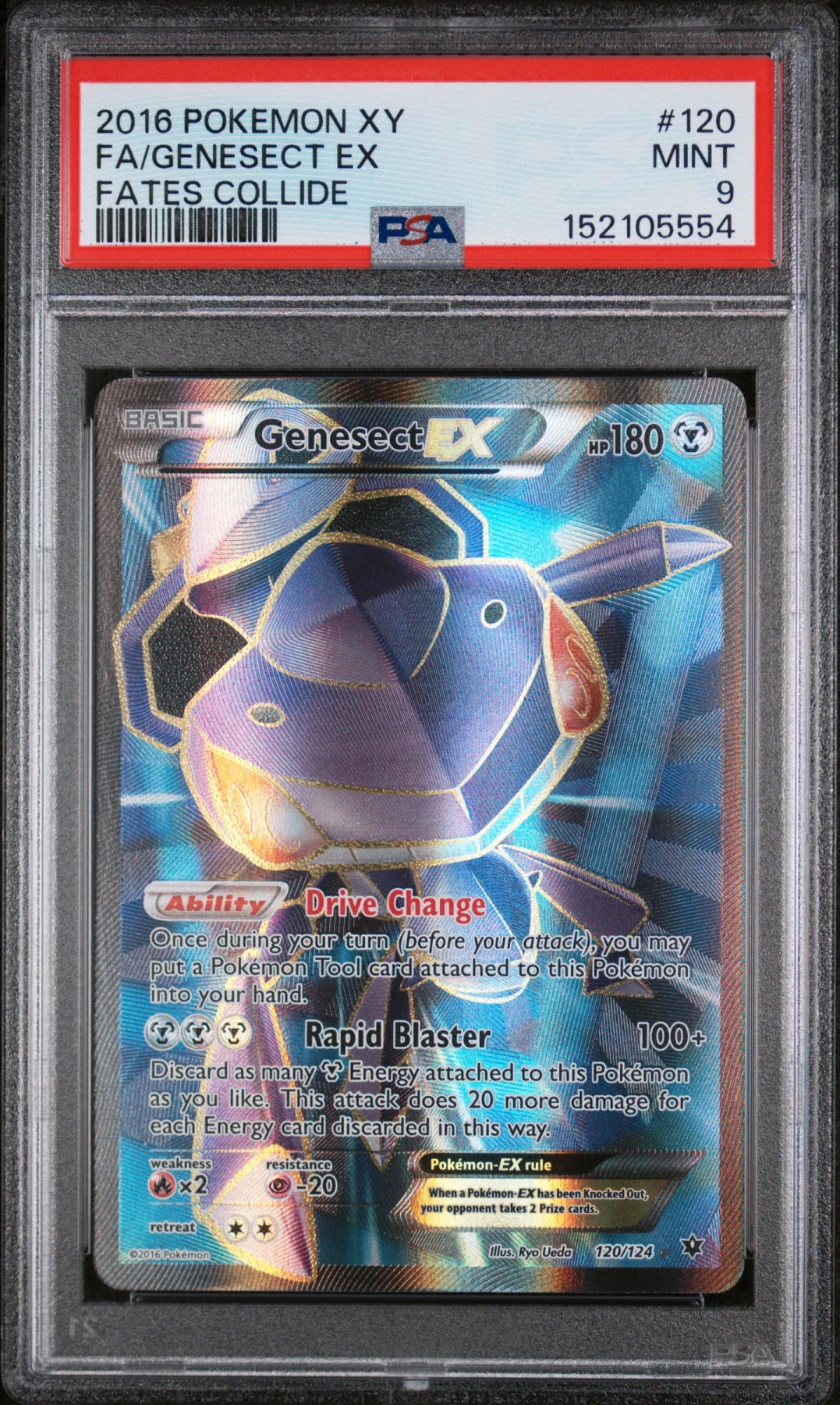 Genesect EX 120/124 Fates Collide front card photo in PokeToGrade pregrading report