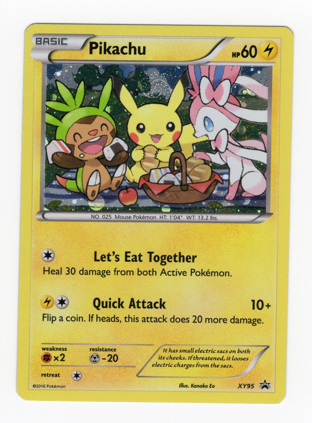Pikachu XY95/211 XY Black Star Promos front card photo in PokeToGrade pregrading report