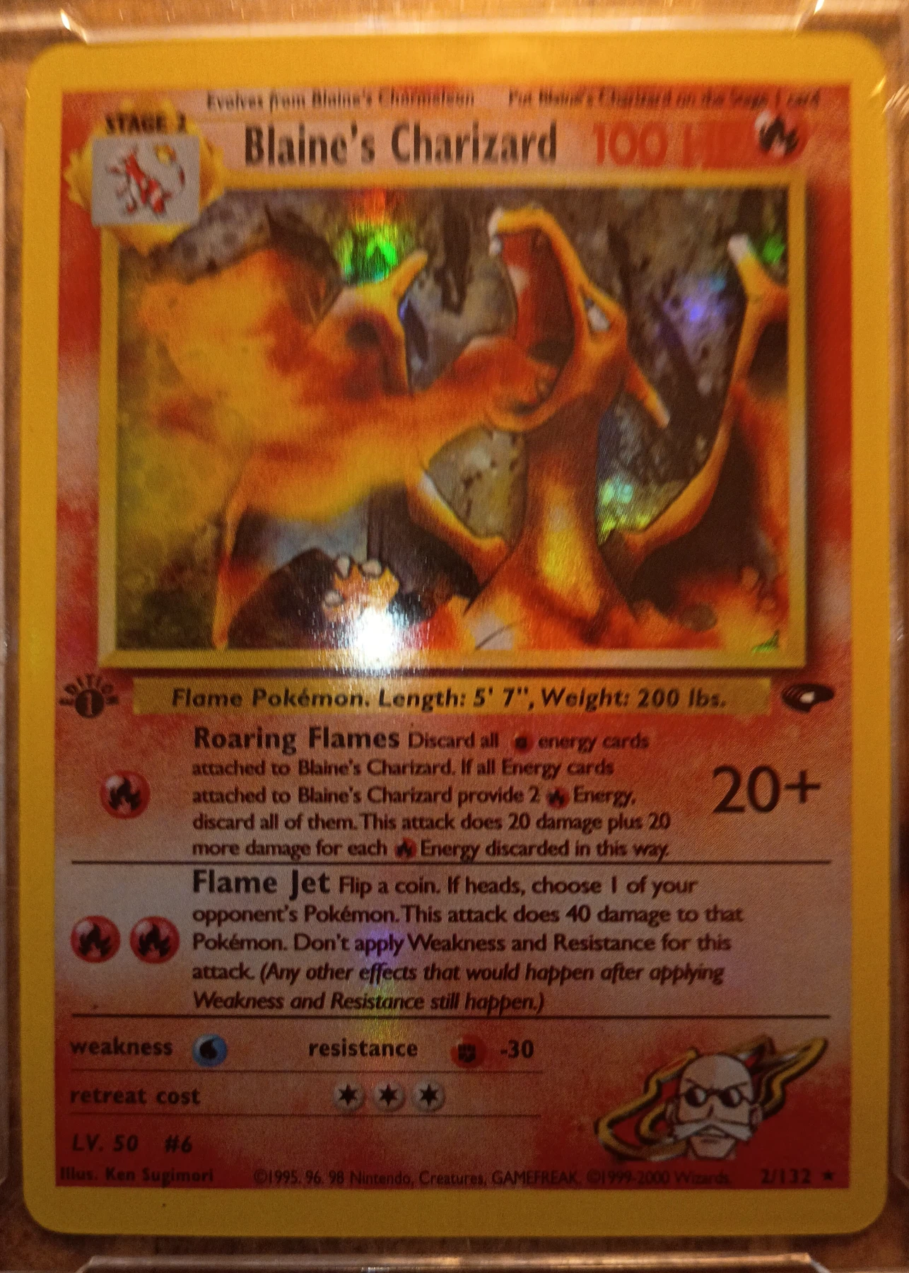 Blaine's Charizard 002/132 (Holo) Gym Challenge front card photo in PokeToGrade pregrading report