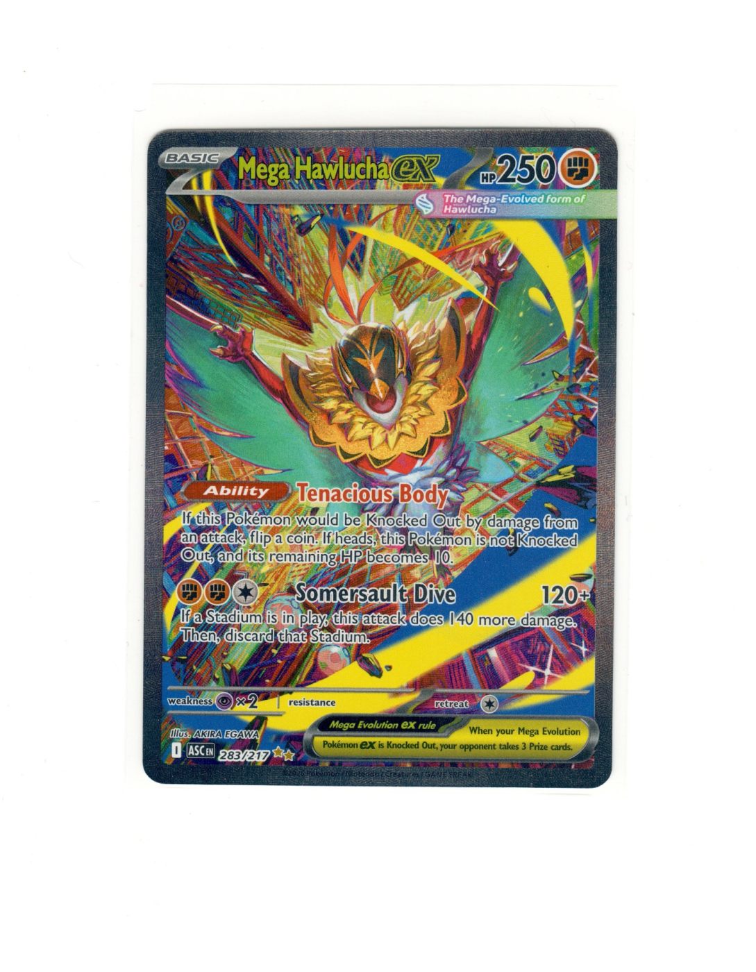 Mega Hawlucha ex 283/217 Ascended Heroes front card photo in PokeToGrade pregrading report