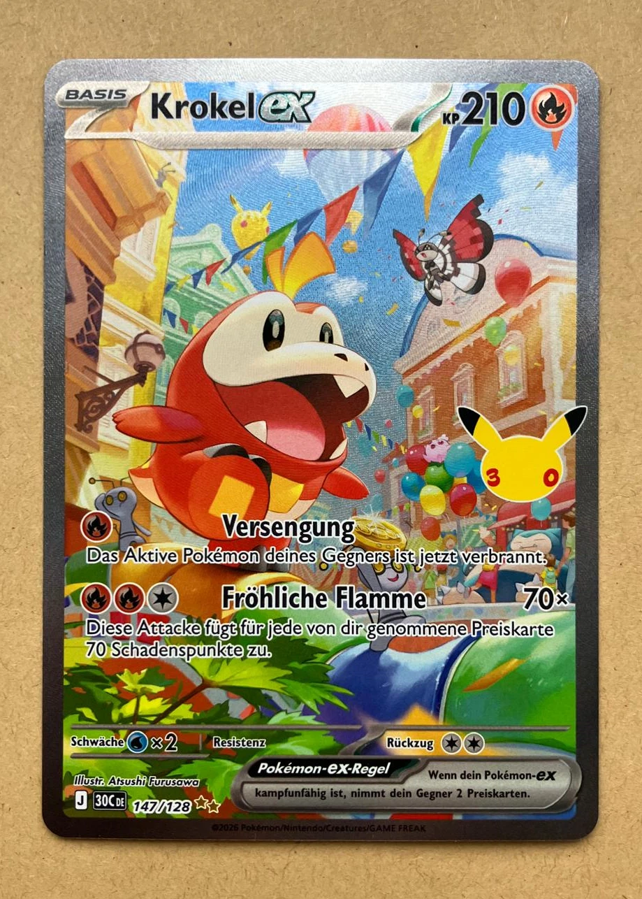Fuecoco ex 147/128 30th Celebration front card photo in PokeToGrade pregrading report