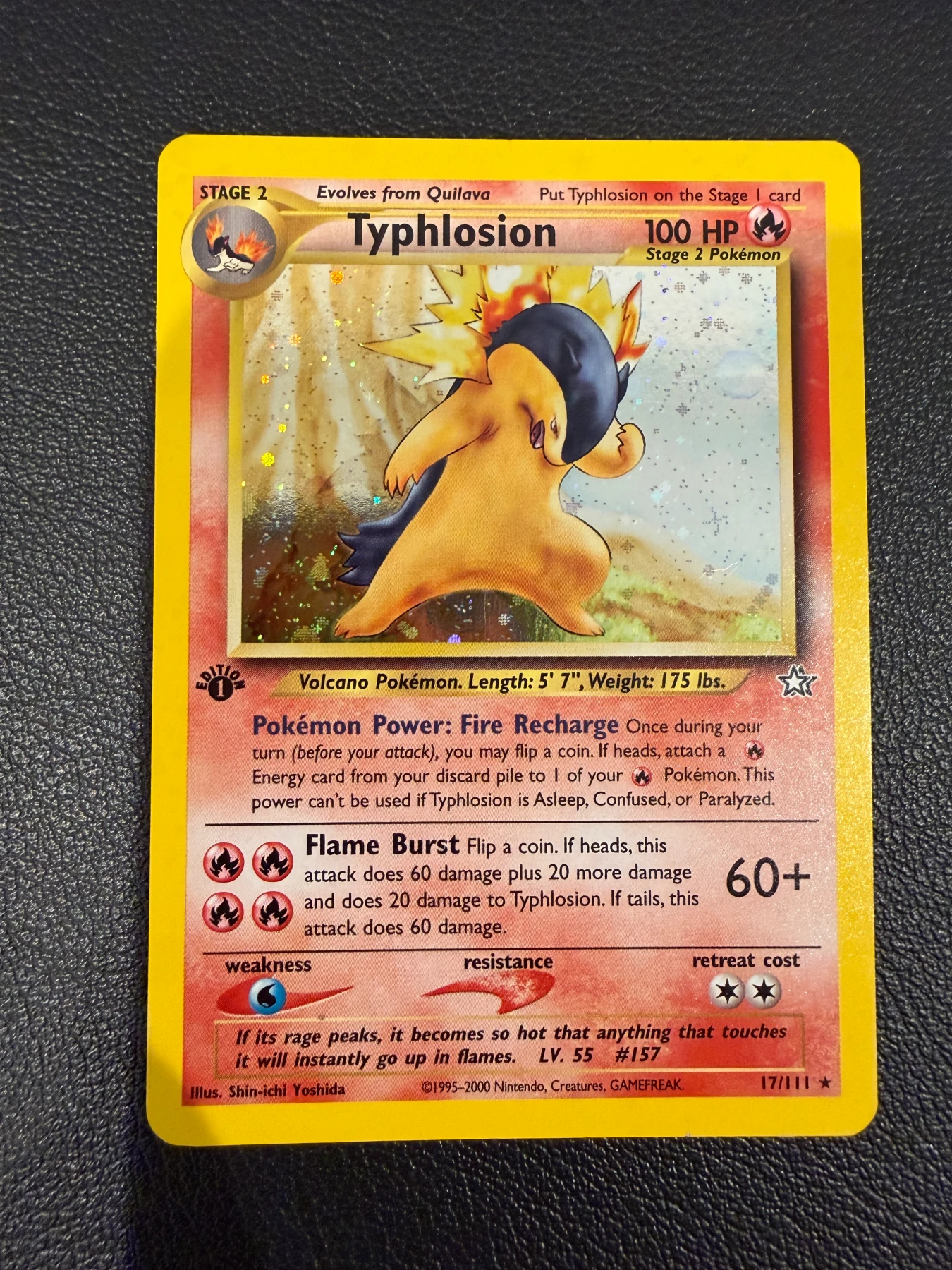 Typhlosion 017/111 Neo Genesis front card photo in PokeToGrade pregrading report