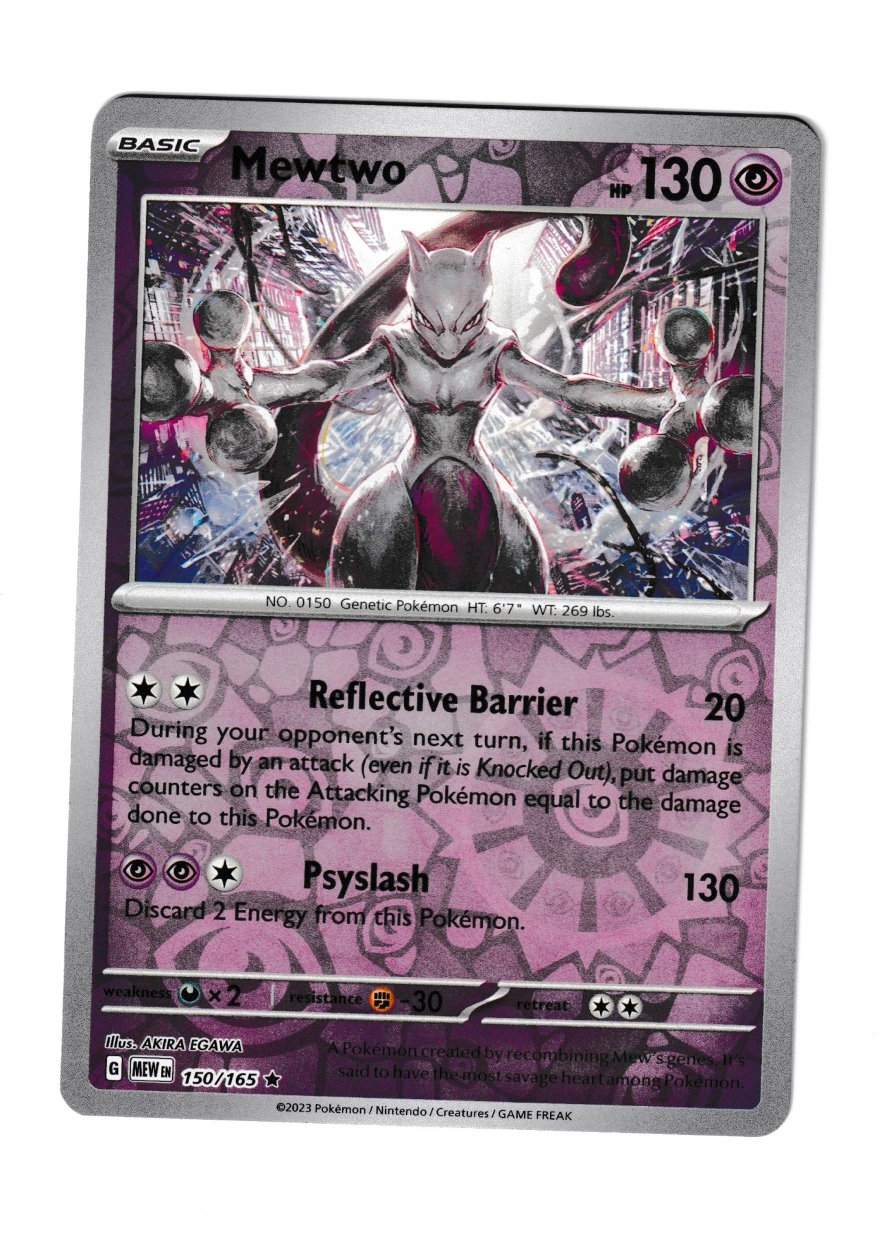 Mewtwo 150/165 151 front card photo in PokeToGrade pregrading report