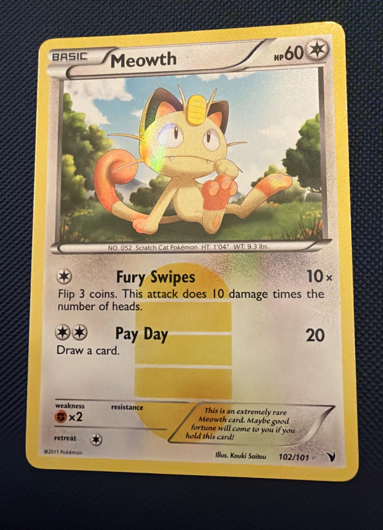 Meowth 102/101 Noble Victories front card photo in PokeToGrade pregrading report