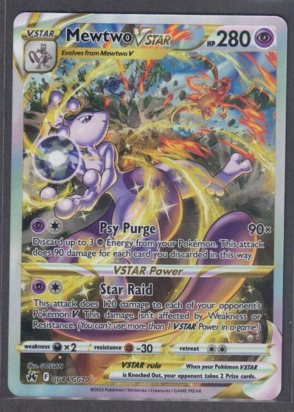 Mewtwo VSTAR GG44/159 Crown Zenith front card photo in PokeToGrade pregrading report