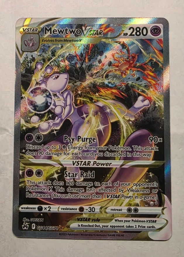Mewtwo VSTAR GG44/159 Crown Zenith front card photo in PokeToGrade pregrading report