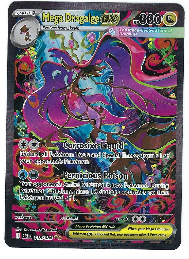 Mega Dragalge ex 118/86 Chaos Rising front card photo in PokeToGrade pregrading report