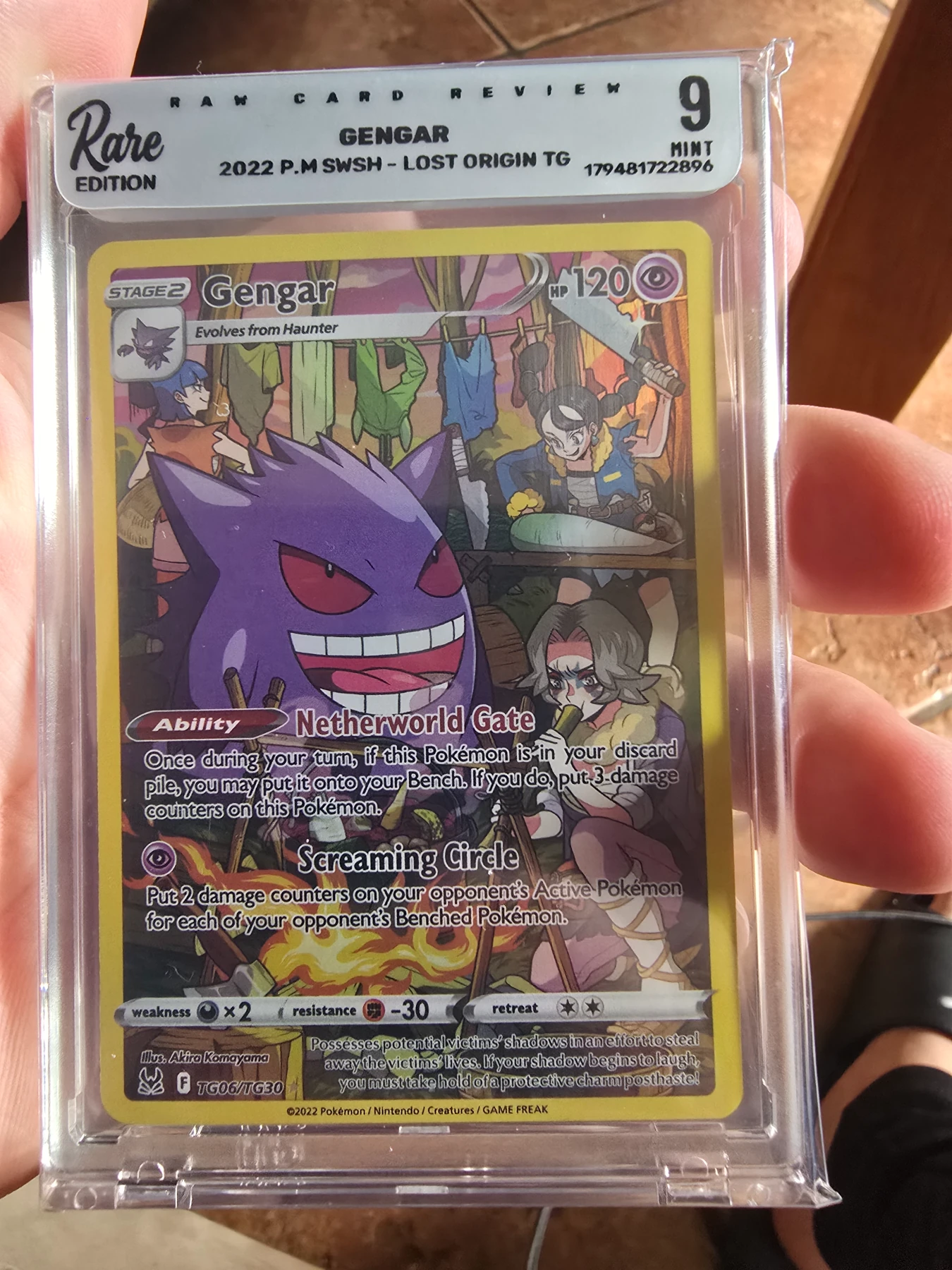 Gengar TG06/196 Lost Origin front card photo in PokeToGrade pregrading report